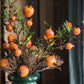 Artificial Fruit Yellow Orange Pomegranate Fruit Stem 36" Tall