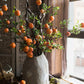 Artificial Fruit Yellow Orange Pomegranate Fruit Stem 36" Tall