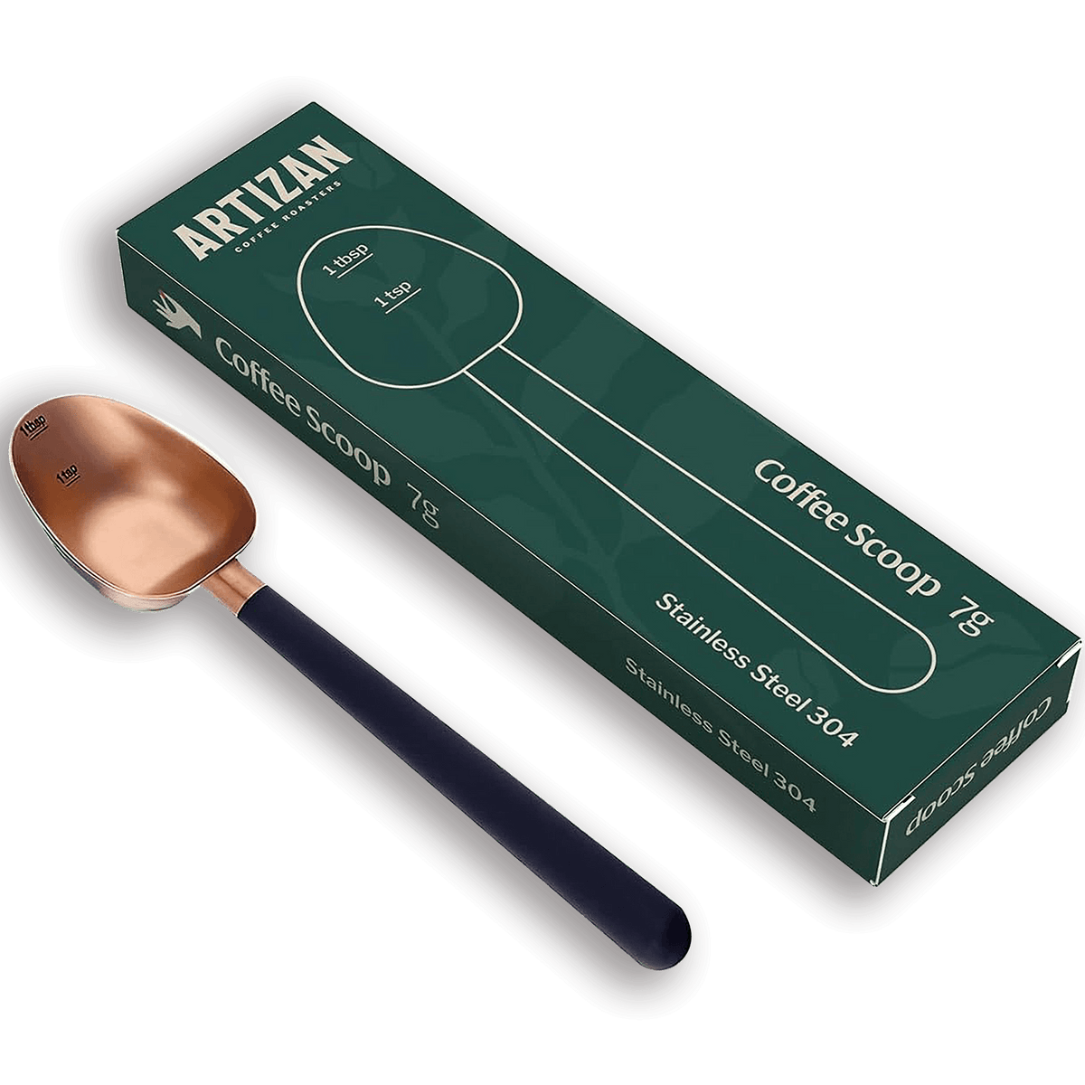 Artizan Coffee 1 Tbsp Coffee Measuring Scoop, Stainless Steel Copper Scoop for Ground Coffee, Beans, Tea & More - 7g, 17 cm Long Handle