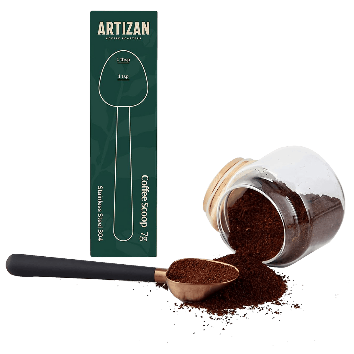 Artizan Coffee 1 Tbsp Coffee Measuring Scoop, Stainless Steel Copper Scoop for Ground Coffee, Beans, Tea & More - 7g, 17 cm Long Handle