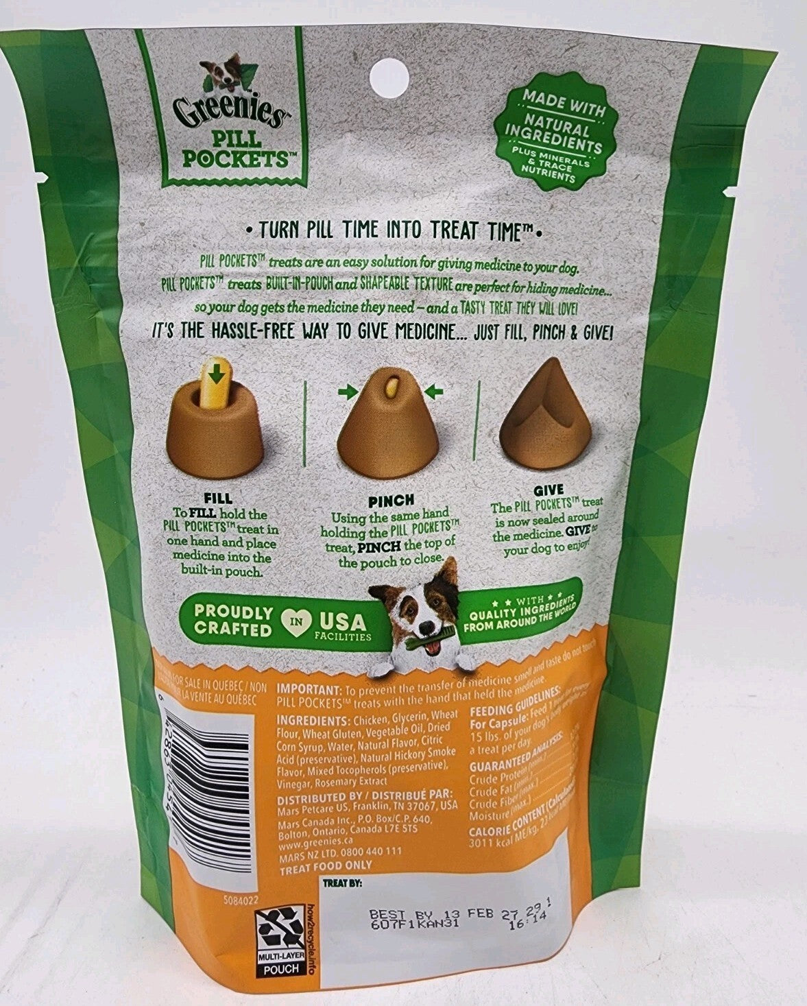 GREENIES Bolsitas para pastillas de pollo 7.9 oz 30 unidades Premios para perros tamaño cápsula
