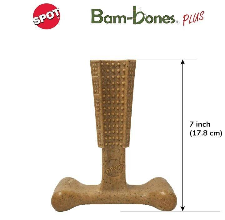 SPOT Bam-Bones plus T Bone - Bamboo Fiber & Nylon, Durable Long Lasting Dog Chew