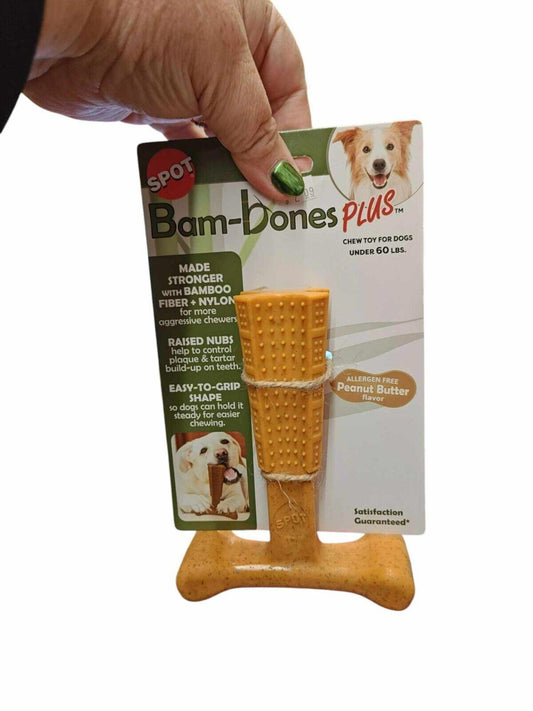 SPOT Bam-Bones plus T Bone - Bamboo Fiber & Nylon, Durable Long Lasting Dog Chew
