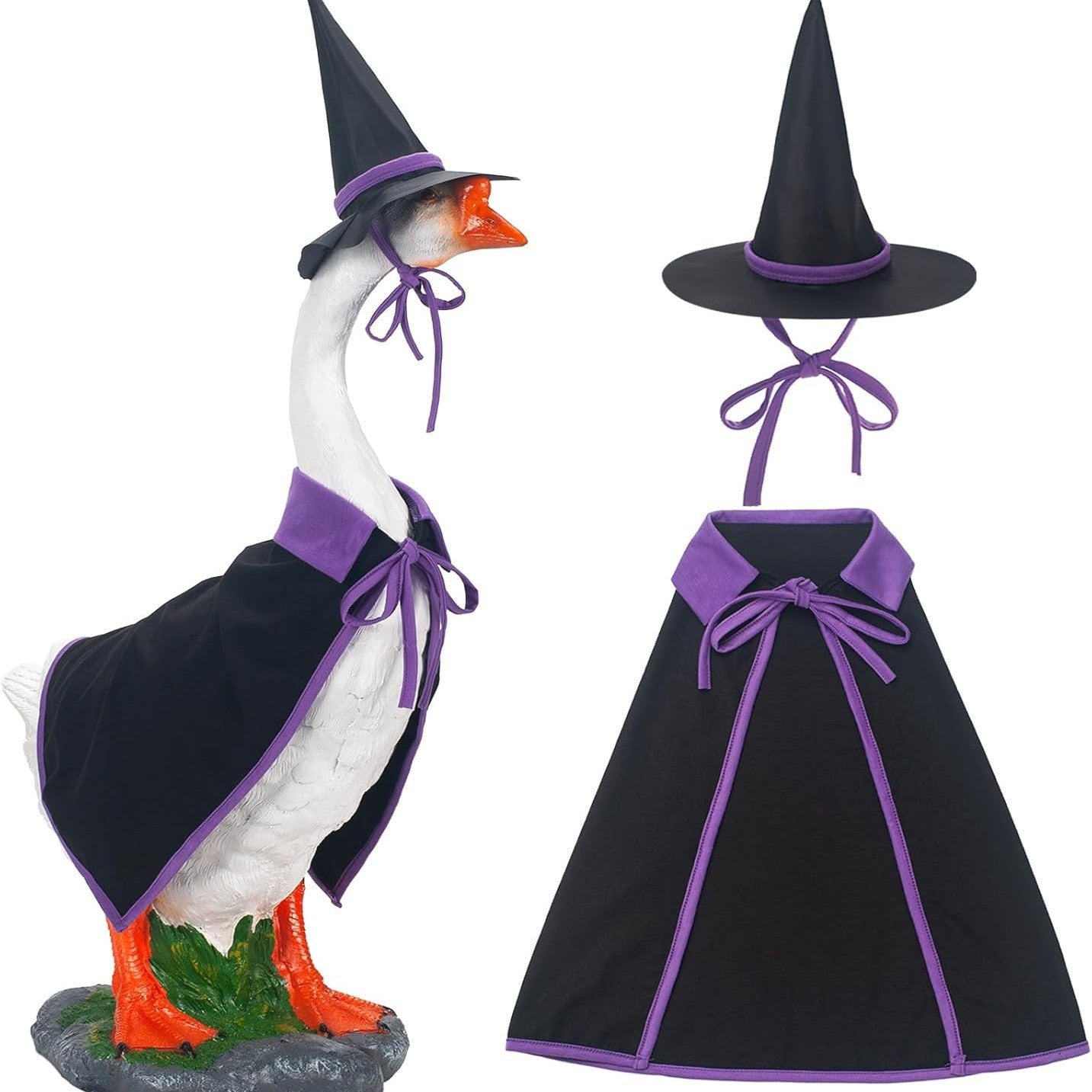 Halloween Fall Porch Goose Outfit, 23in Lawn Goose Cloth Halloween Ghost Pumpkin Costume For Lawn Goose, Patio Yard Art Geese Decor, Thanksgiving Fall Themes Seasonal Accessory