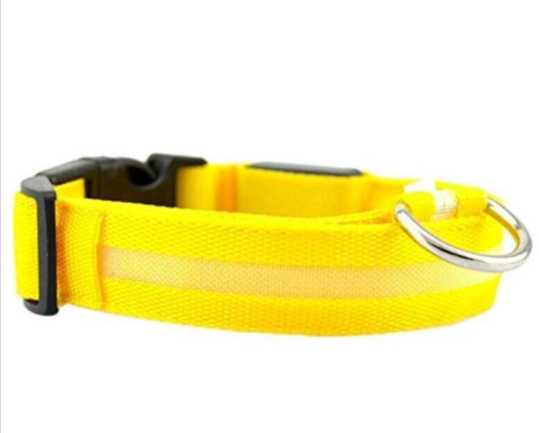 LED Adjustable Dog Collar- 5 Sizes 7 Colors  Blinking Flashing/Solid