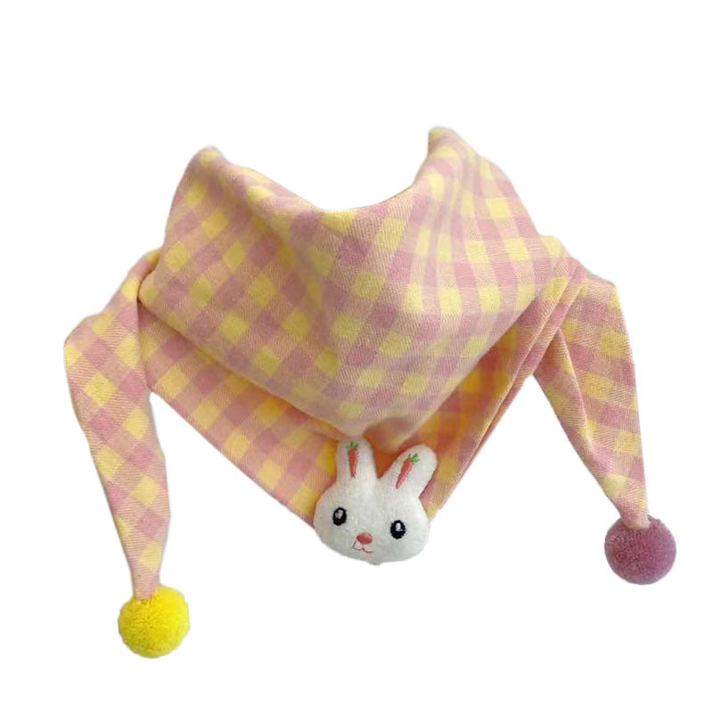 Korean-style Cotton-linen Plaid Childrens Scarf Versatile And Easy To Match