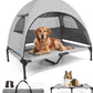 Elevated Outdoor Dog Bed with Canopy Cooling Pet Cot Camping Tent