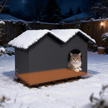 Elevated Heated Cat House for Indoor & Outdoor Cats