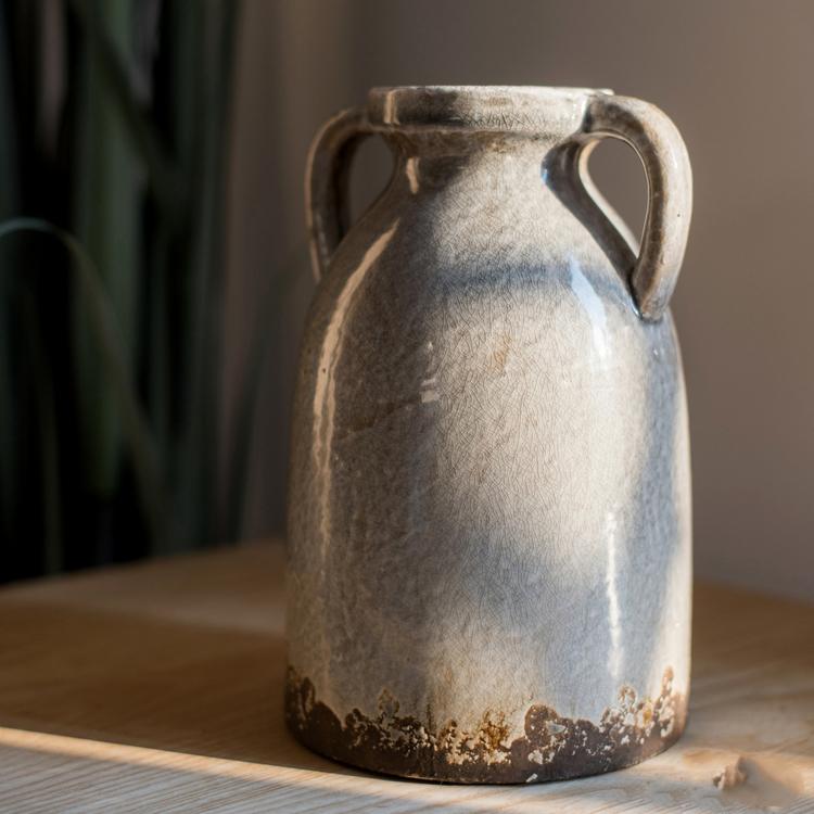 Binglie Glazed Pottery Vase with Handles
