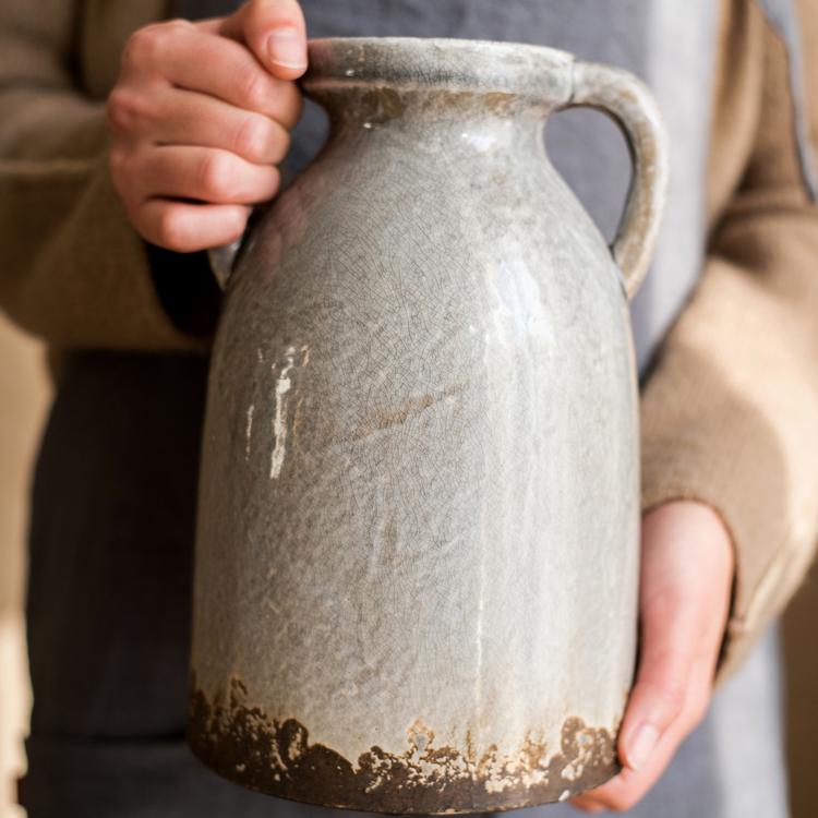 Binglie Glazed Pottery Vase with Handles