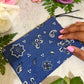 Blue Bandana Mini Zip Clutch