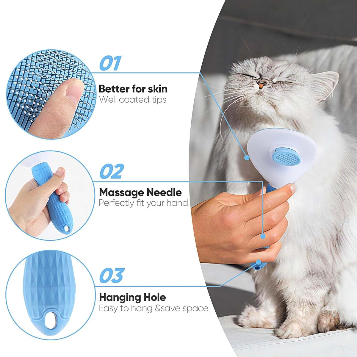 Cepillo carda autolimpiante para perros, gatos y conejos