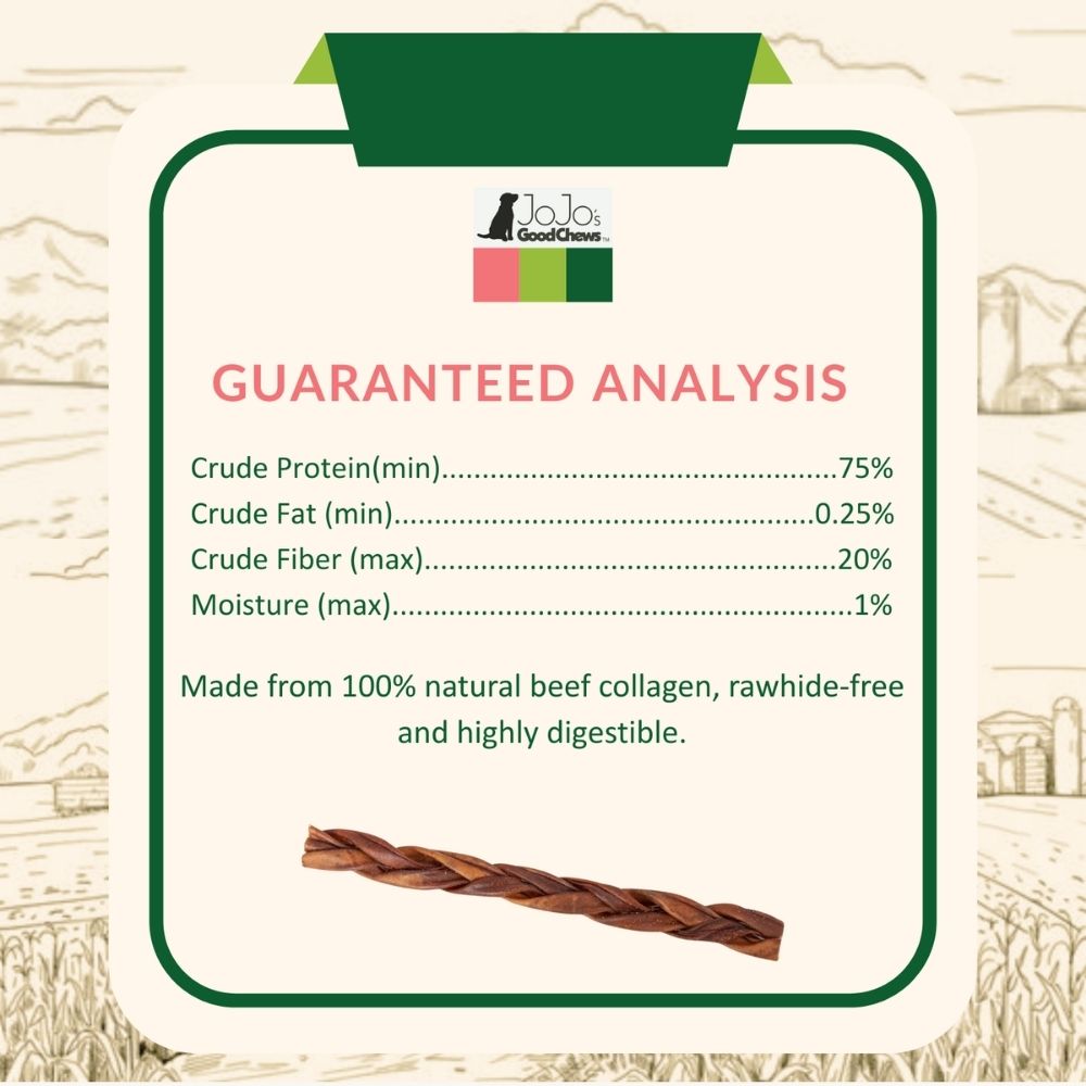 All-Natural Braided Collagen Stick Dog Treats, Supports Joint, Skin & Coat Health – 12-Inch Standard (25/Case)