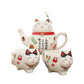 Japanese Lucky Cat Porcelain Tea Set – Cute Maneki-Neko Teapot & Cups with Strainer