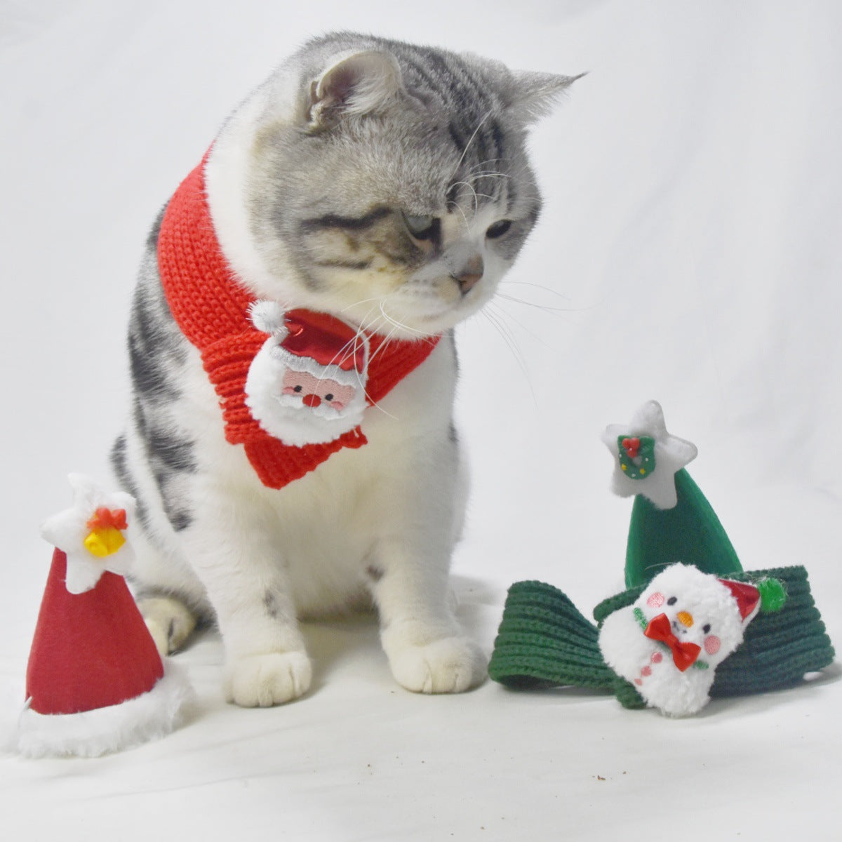 Christmas Knitted Scarf And Hat For Dogs And Cats