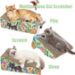 2 in 1 Cat Scratcher Lounge Cardboard Pad with Detachable Toys