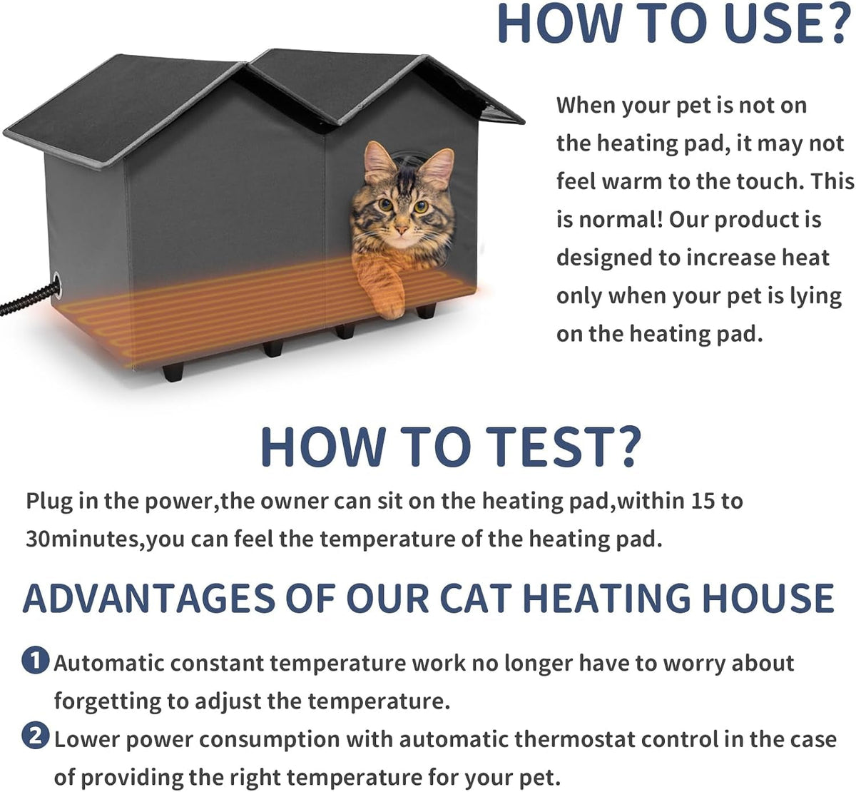 Elevated Heated Cat House for Indoor & Outdoor Cats