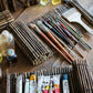 Calligraphy Brush Holder Rollup Wood Shades Rollup
