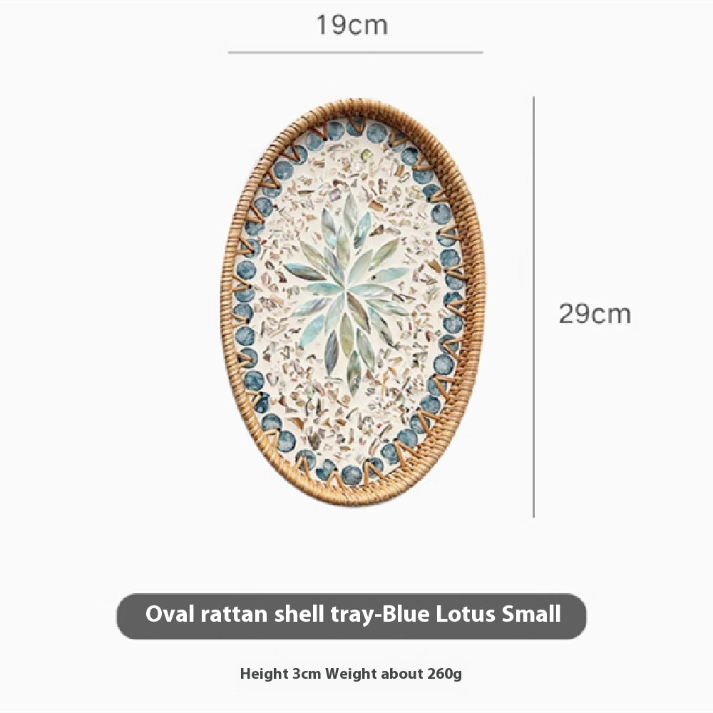 Japanese Rattan Shell Tray For Household Tea