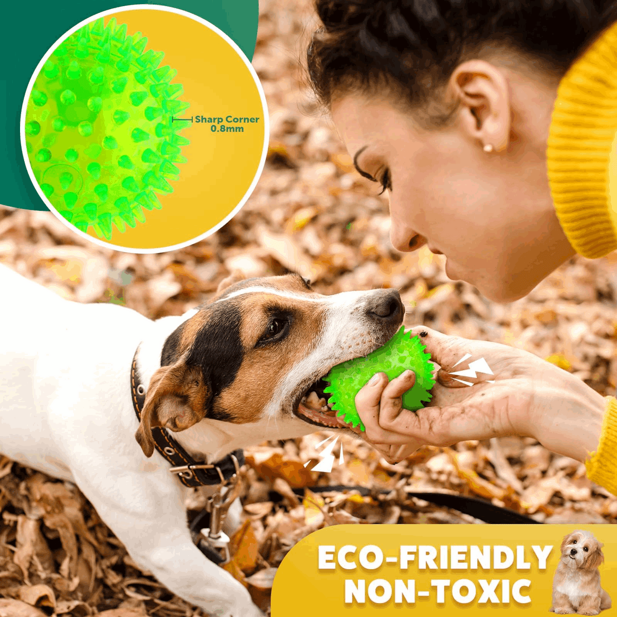 Pelotas chirriantes interactivas de 2.5” para cachorros, juguetes para la dentición, masticables para perros pequeños, limpieza dental y adiestramiento