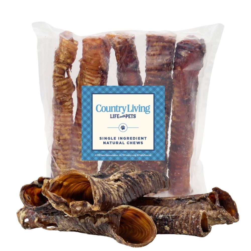 Country Living All-Natural Beef Trachea Dog Treats, Protein-Packed Chews – 12 Inches (5-Pack)
