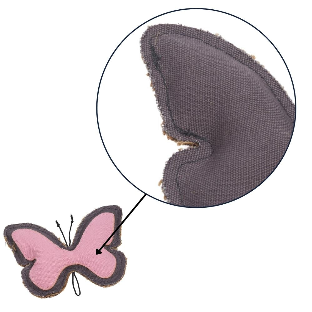 Country Living Canvas & Jute Butterfly-Shaped Dog Chew Toy – Durable, Safe and Non-Toxic