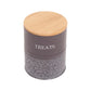 Country Living Dog Treat Canisters - Set of 2 Carbon Steel Jars with Bamboo Lids – Volcanic Gray