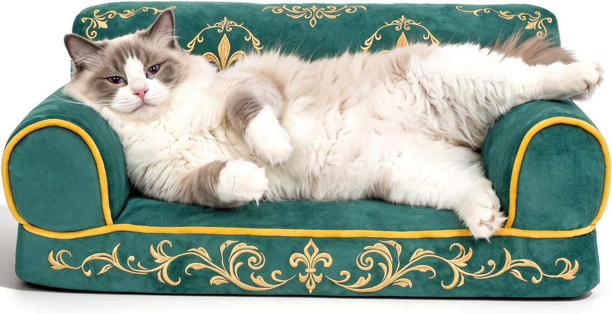 Luxury Cat Sofa Bed – 24", Faux Suede, Up to 15 lbs