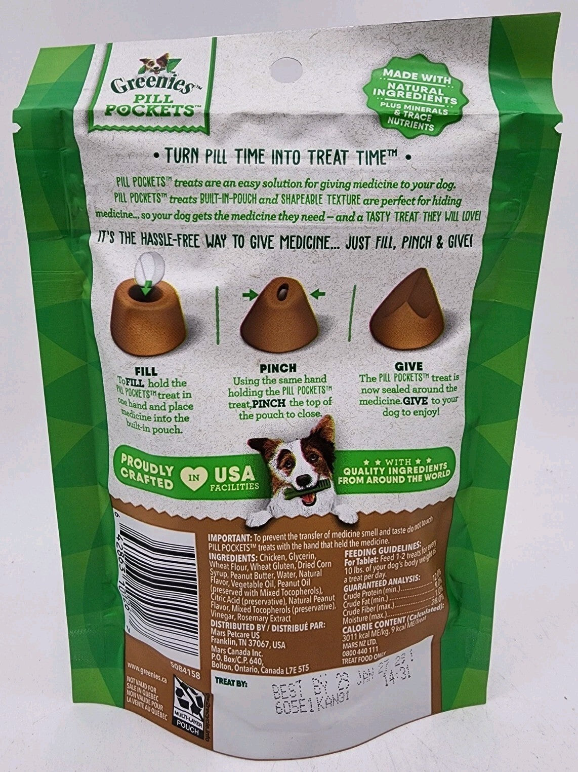 Greenies Pill Pockets for Dogs Peanut Butter Tablet Size 30 Count Treats 3.2 oz