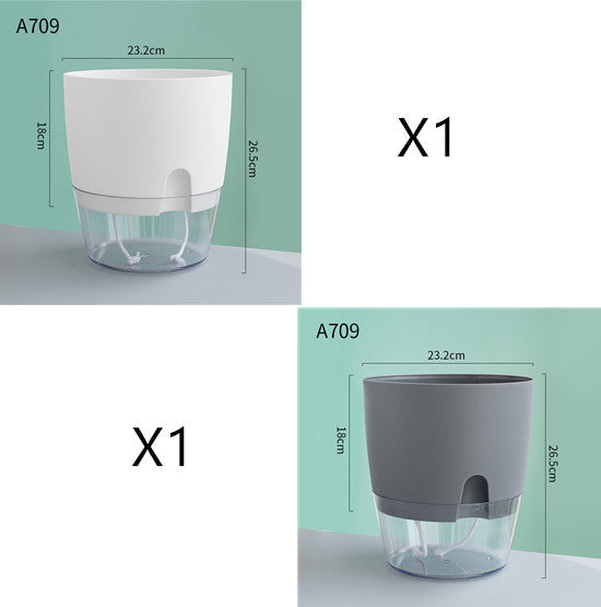 Automatic Water-Absorbing Flower Pot Plastic Resin Transparent Flower Pot