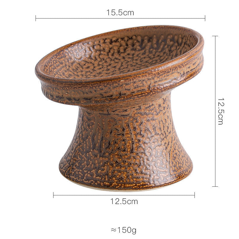 Cat Bowl Ceramic Shallow Mouth High Foot Anti Overturn Double