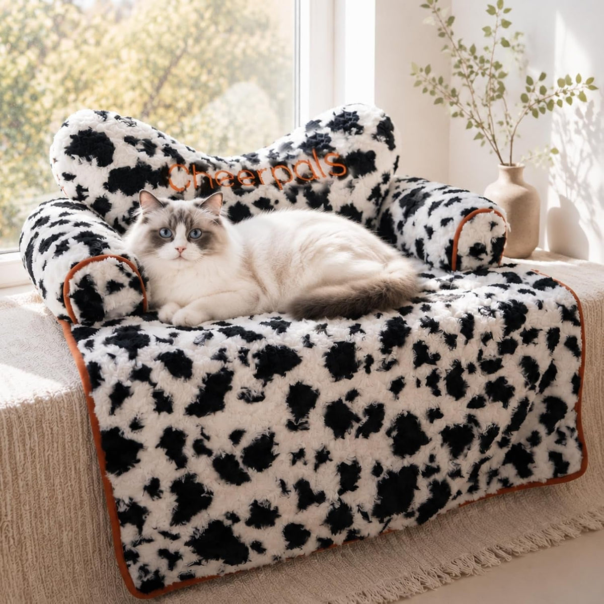 Calming Pet Bed Mat with Head Support – 2 Patterns, M–L