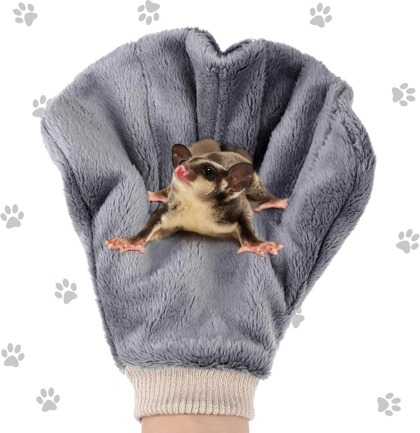 Small Pet Bonding, Non-Bite, No Poke Mitt, Calming Glove, Grey or Peach