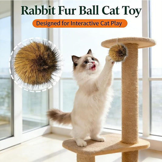 Rabbit Fur Ball Cat Enrichment Toy