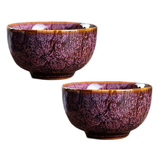 Handcrafted Purple Ceramic Kungfu Teacup Set – 2.3 oz Tea & Sake Cups (Set of 2)
