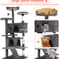 Ultimate 54-Inch Double Condo Cat Tree Tower with Scratching Post & Cozy Perch for Indoor Cats - Stylish Ashy Design