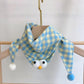 Korean-style Cotton-linen Plaid Childrens Scarf Versatile And Easy To Match