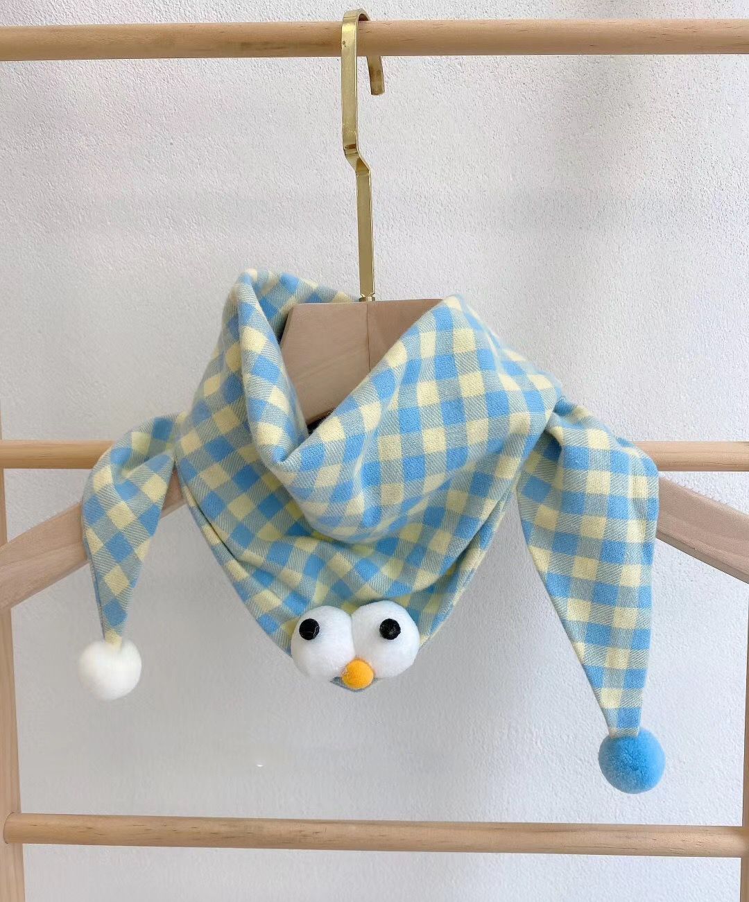 Korean-style Cotton-linen Plaid Childrens Scarf Versatile And Easy To Match