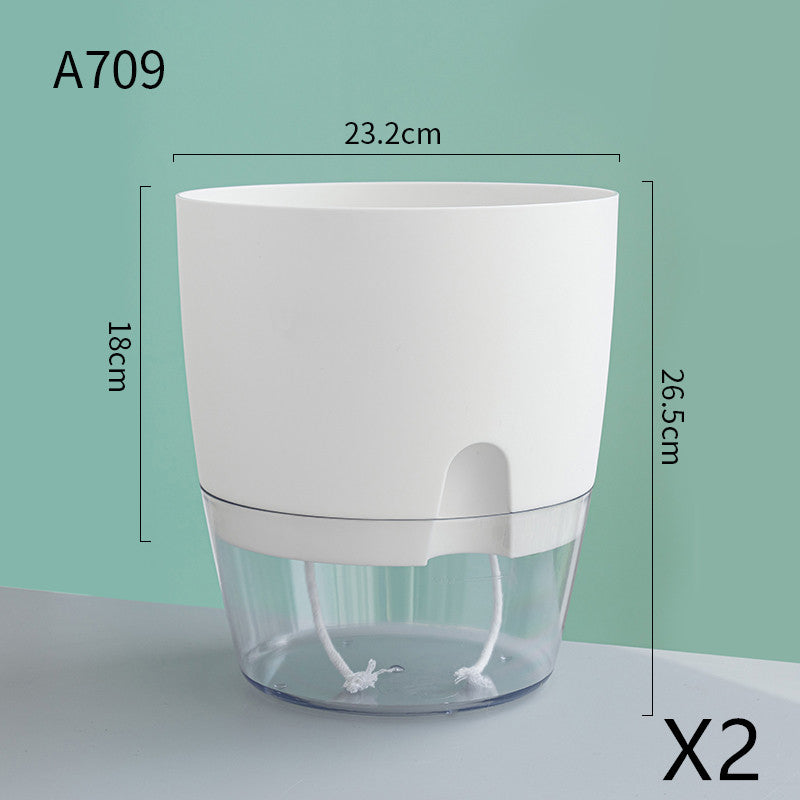 Automatic Water-Absorbing Flower Pot Plastic Resin Transparent Flower Pot