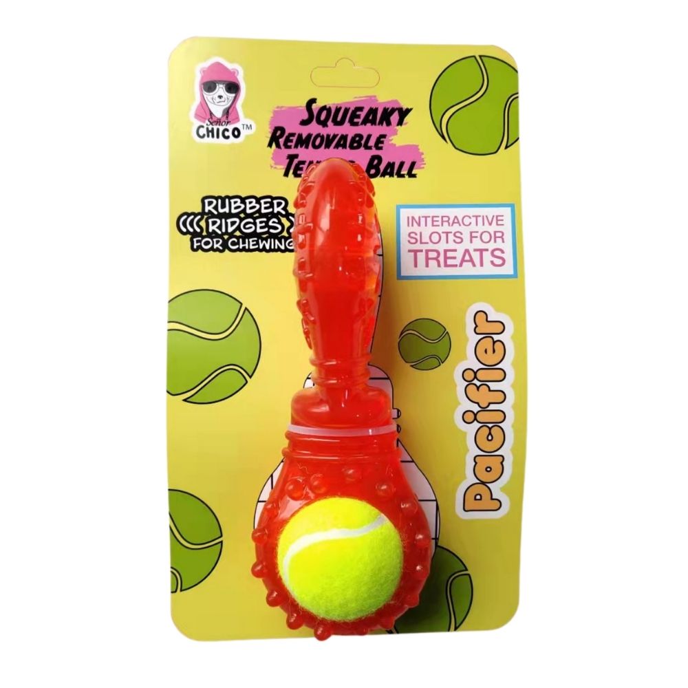 TPR Interactive Dog Chew Toy with Detachable Squeaker & Treat Fill