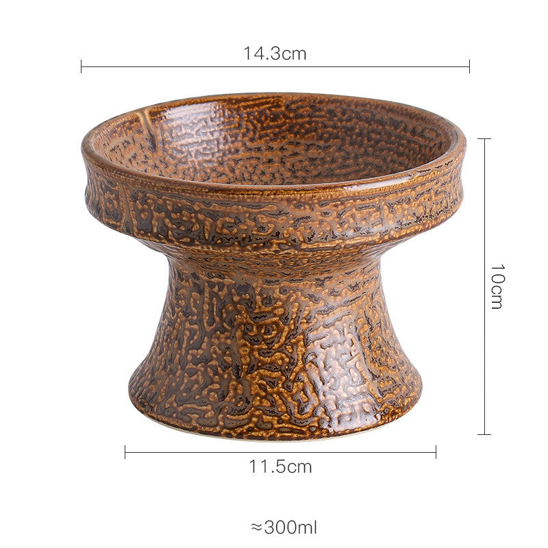 Cat Bowl Ceramic Shallow Mouth High Foot Anti Overturn Double