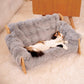 Elevated Wooden Cat Couch Bed with Washable Fluffy Cushion – 3 Colors