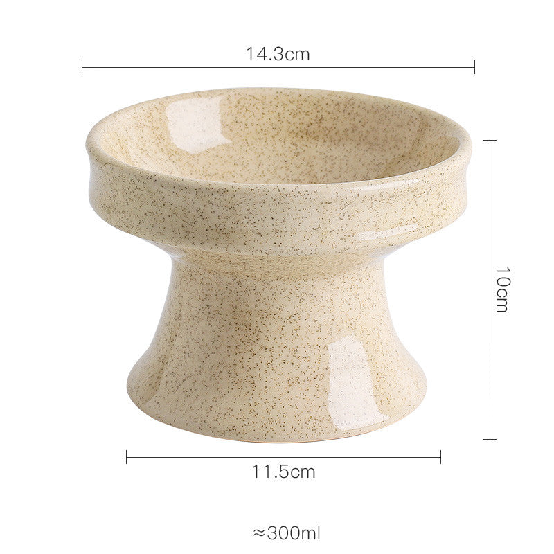 Cat Bowl Ceramic Shallow Mouth High Foot Anti Overturn Double