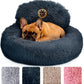 Medium Calming Dog Bed 30in Donut Plush Washable Bed Up to 45lbs