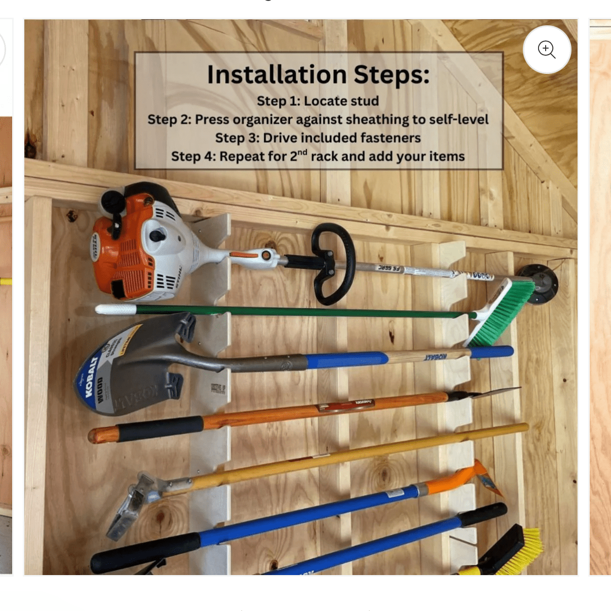 Garden Tool Organizer Rack - Stud Mounted