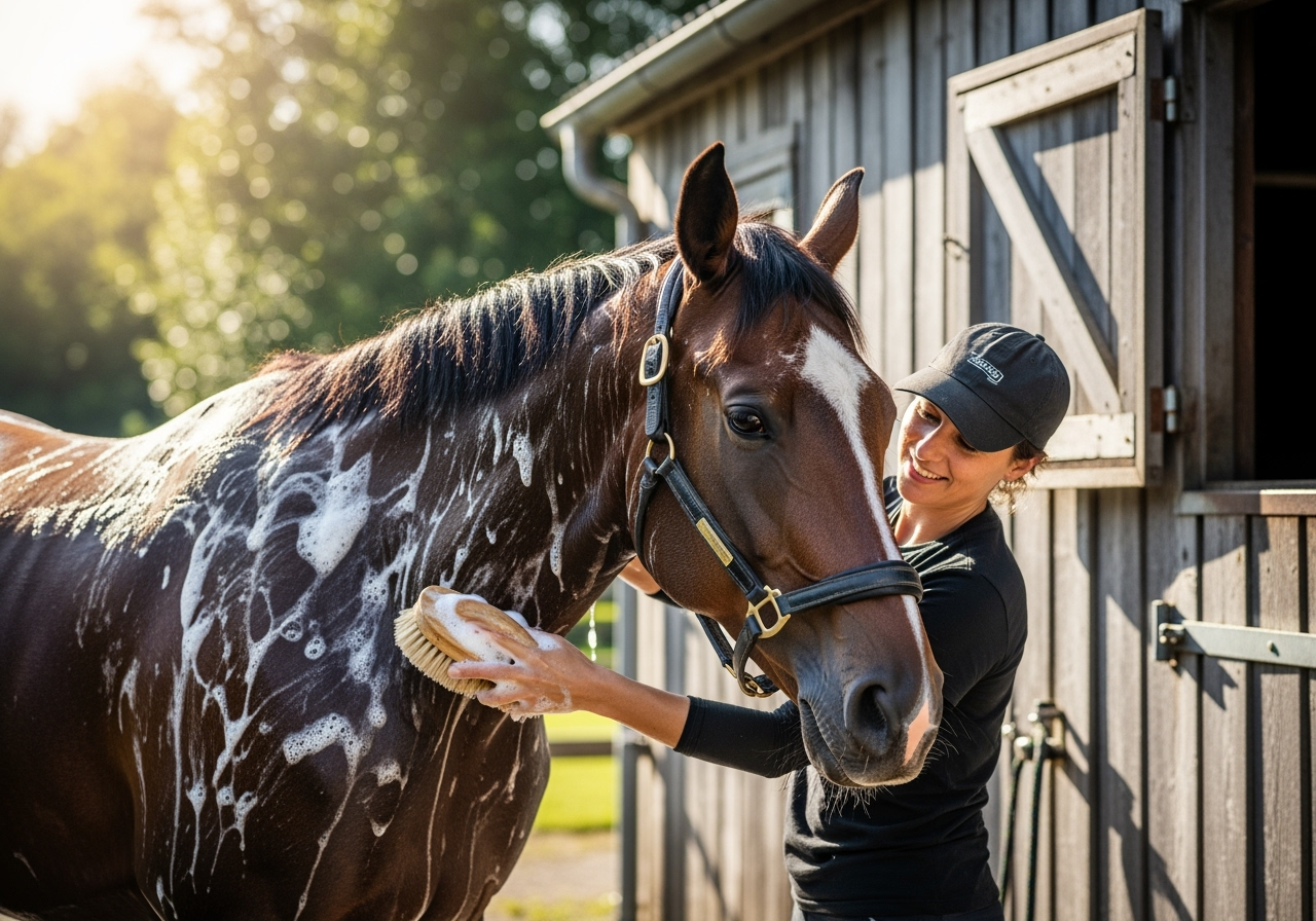Davis Scruffy Horse Shampoo + HandsOn Grooming Gloves Large Size - Complete Grooming Kit