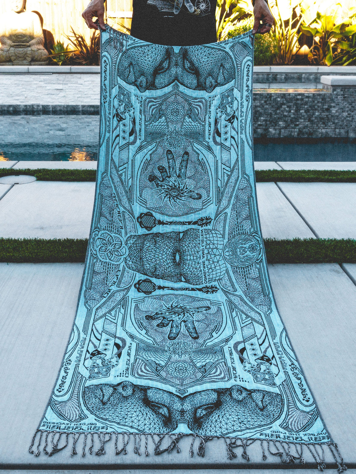 RESTOCKED ✦ GOLDEN TEACHERS V1 • AQUAMARINE • Festival Shawl/Scarf