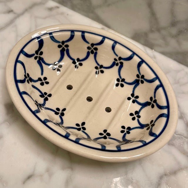Hand-painted Polish Floral Ceramic Soap Dish - Light Floral