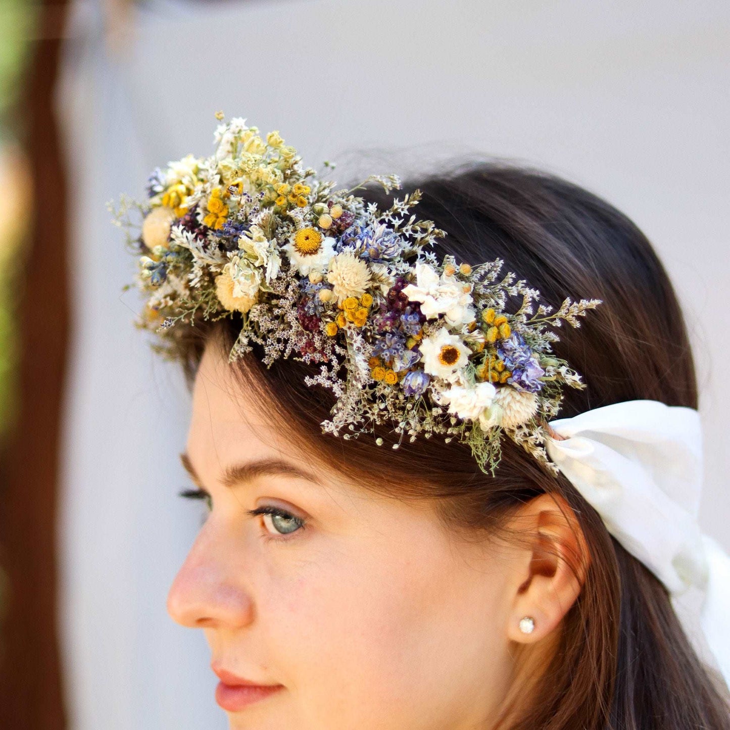 Eucalyptus boutonnière with dried Yarrow and Lavender Dried Bridal bouquet / Dry Flower Wedding, Rustic Boho Brides, Bridesmaid bouquet