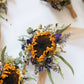 Boutonniere with Sunflower for Dried Bridal Decor / Dry Flower Wedding, Rustic Boho Brides, Bridesmaid bouquet, Wildflowers Dried bouquet